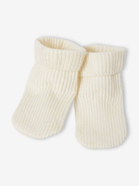 Ensemble bébé 4 pièces en tricot gilet + pantalon + chaussons + body coffret cadeau naissance écru - vertbaudet enfant 