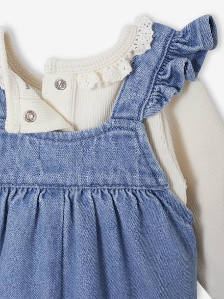 2-Piece Set for Newborns: Denim Dungarees + Bodysuit stone - vertbaudet enfant 