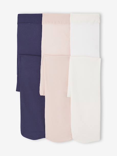 Lot de 3 paires de collants polyamide fille rose poudré - vertbaudet enfant 