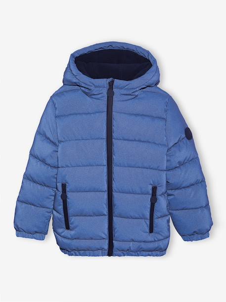 Padded Jacket with Polar Fleece Lined Hood, Reflective Effect & Recycled Fibre Padding for Boys Grey+navy blue - vertbaudet enfant 