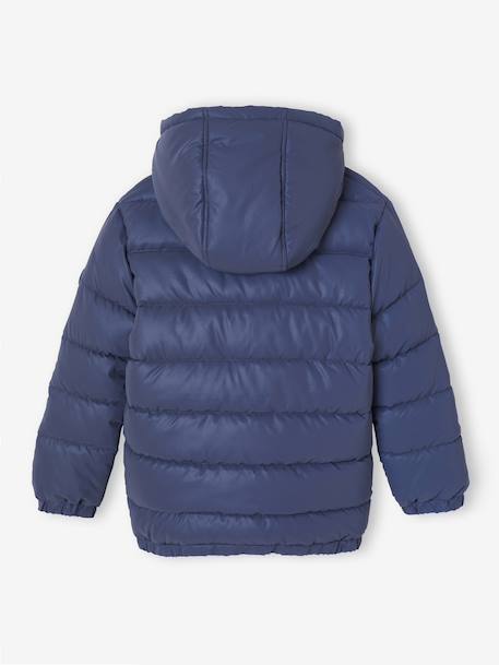 Padded Jacket with Polar Fleece Lined Hood, Reflective Effect & Recycled Fibre Padding for Boys Grey+navy blue - vertbaudet enfant 