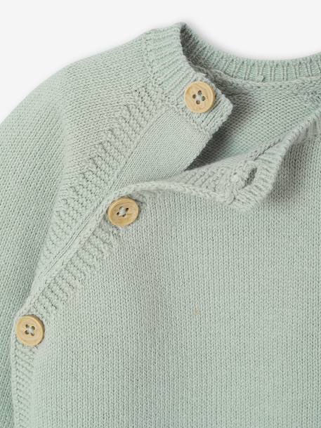 Set of 3 Plain Knit Items for Newborns: Cardigan + Sleepsuit + Bodysuit sage green - vertbaudet enfant 