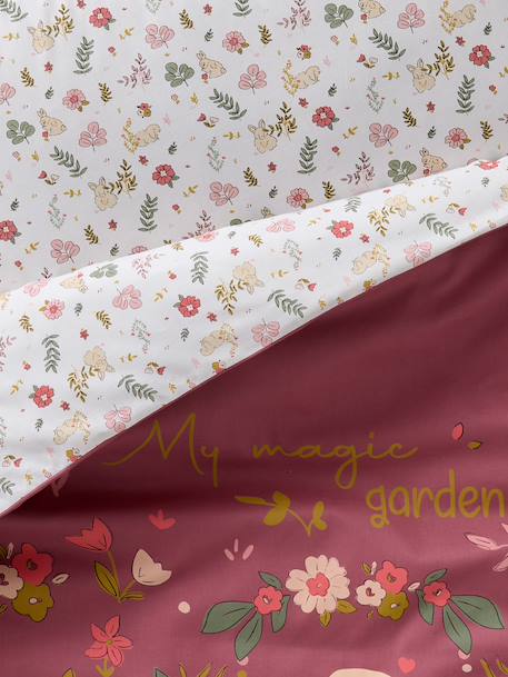 Parure bébé housse de couette + taie d'oreiller LAPIN ENCHANTÉ vieux rose - vertbaudet enfant 