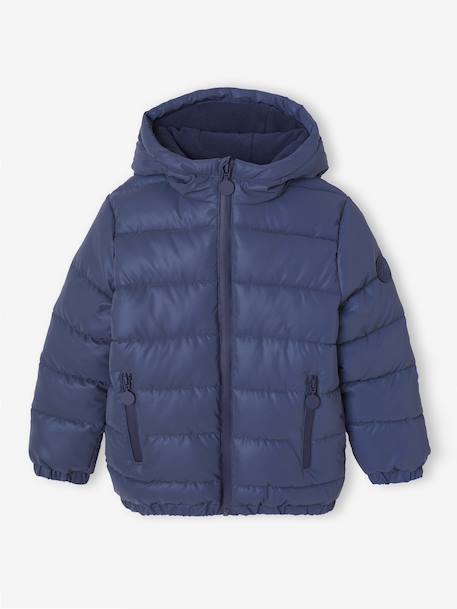 Doudoune à capuche doublée polaire garçon effet réfléchissant Gris+marine - vertbaudet enfant 