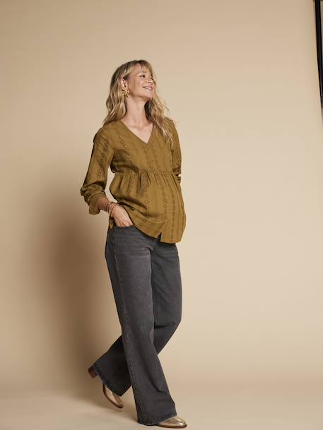 Broderie Anglaise Blouse for Maternity & Nursing, ENVIE DE FRAISE black+olive - vertbaudet enfant 