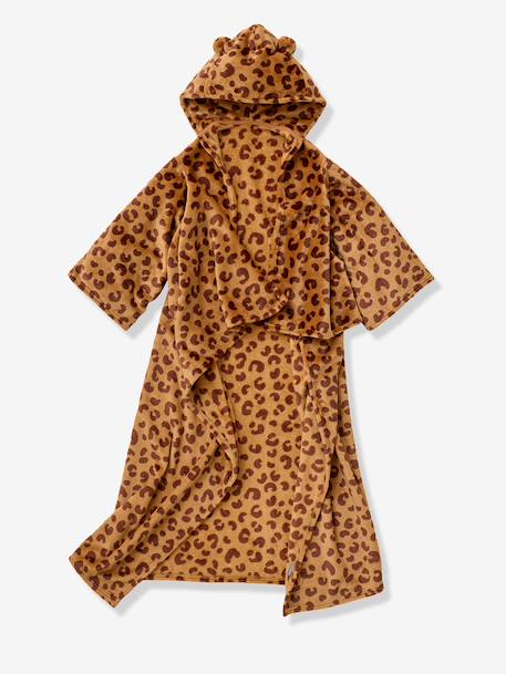 Sleeved blanket with leopard print hood printed beige - vertbaudet enfant 