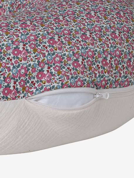 Nursing pillow and cover in cotton muslin and Liberty ENVIE DE FRAISE pale pink - vertbaudet enfant 