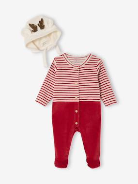 Pyjama noël et bonnet bébé en velours ENVIE DE FRAISE personnalisable - vertbaudet enfant Bébé-Pyjama noël et bonnet bébé en velours ENVIE DE FRAISE personnalisable