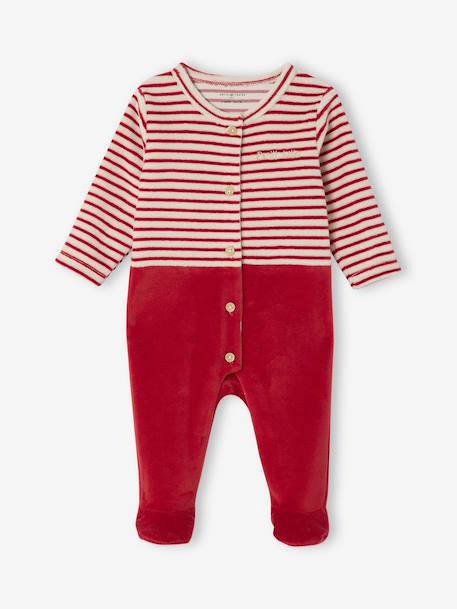 Pyjama noël et bonnet bébé en velours ENVIE DE FRAISE personnalisable rouge - vertbaudet enfant 