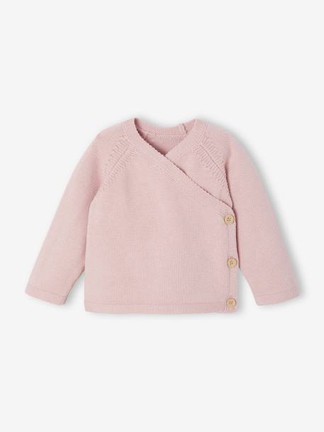 3-Piece Set for Newborns: Plain Knit Cardigan + Sleepsuit + Bodysuit rose - vertbaudet enfant 