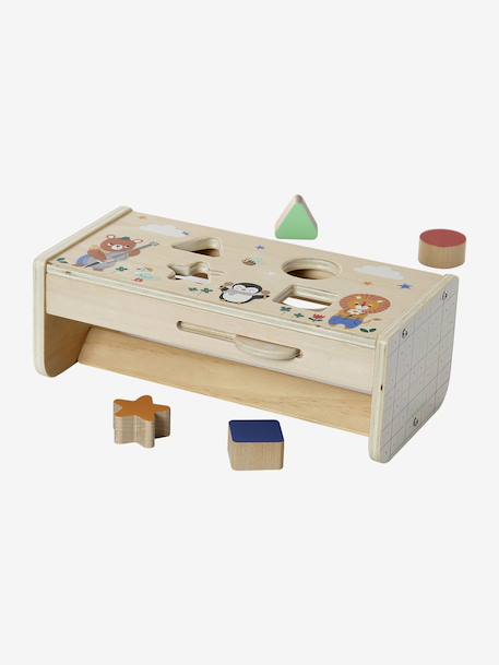 2-in-1 Shape Sorter in FSC® Wood, THE HAPPY ANIMALS yellow - vertbaudet enfant 