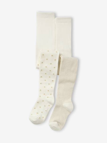 Lot de 2 paires de collants irisés fille écru - vertbaudet enfant 