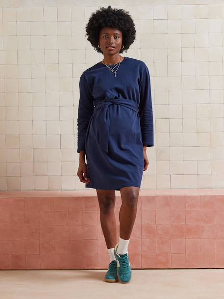 Fleece Sweatshirt Dress for Maternity navy blue - vertbaudet enfant 