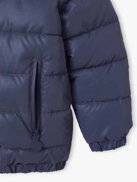 Doudoune à capuche doublée polaire garçon effet réfléchissant Gris+marine - vertbaudet enfant 