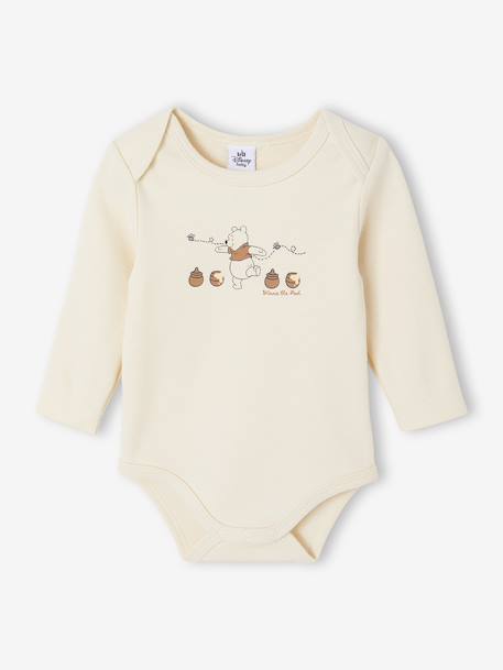 Pack of 2 WINNIE THE POOH Long-Sleeved Newborn Bodysuits for Boys cappuccino - vertbaudet enfant 