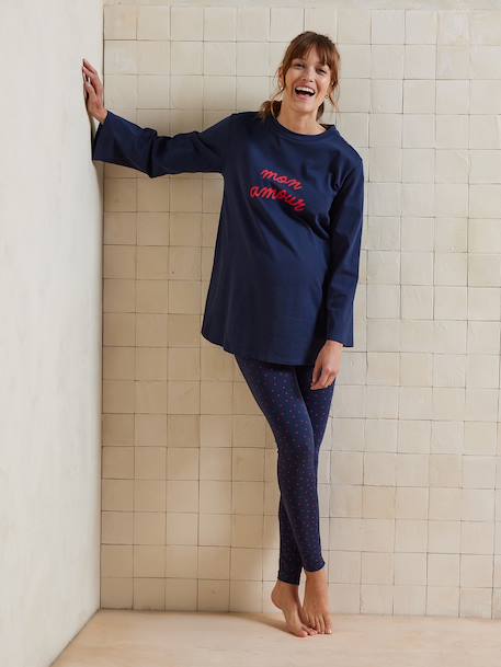 Set of 2-Piece 'Mon Amour' Pyjamas for Maternity navy blue - vertbaudet enfant 