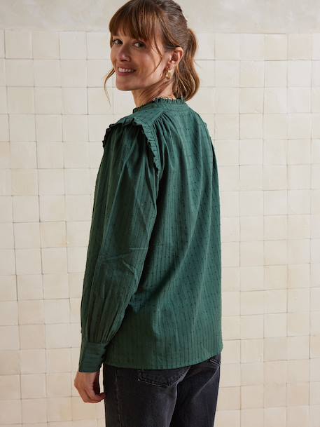 Openwork Cotton Blouse for Maternity & Nursing fir green - vertbaudet enfant 
