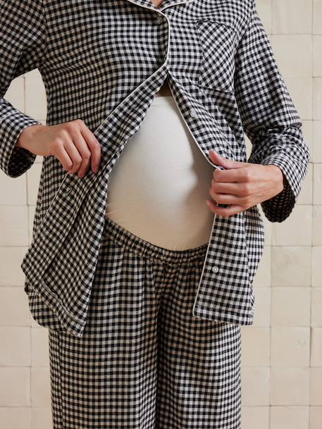 Ensemble 2 pièces pyjama de grossesse coton vichy carreaux noir - vertbaudet enfant 