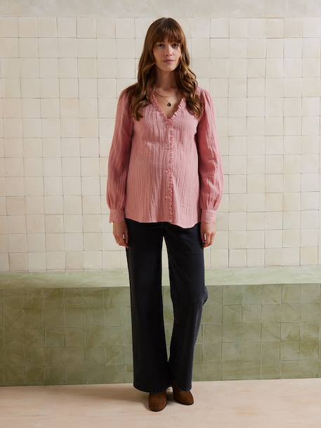 Cotton Gauze Blouse, Maternity & Nursing raspberry pink - vertbaudet enfant 
