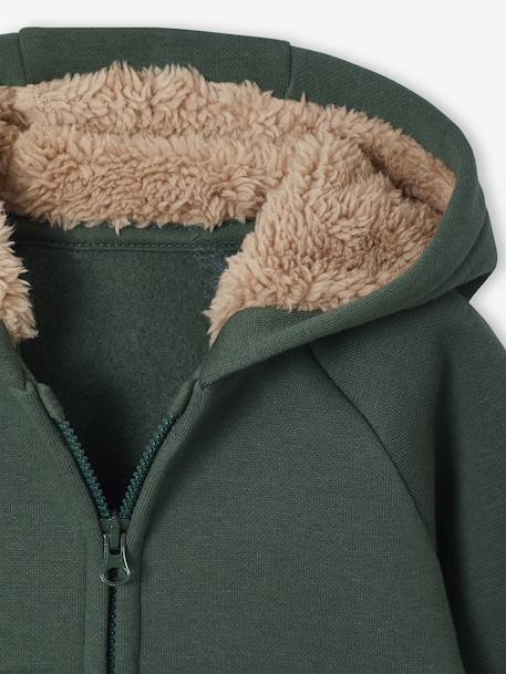 Zipped hooded fleece cardigan for babies fir green - vertbaudet enfant 