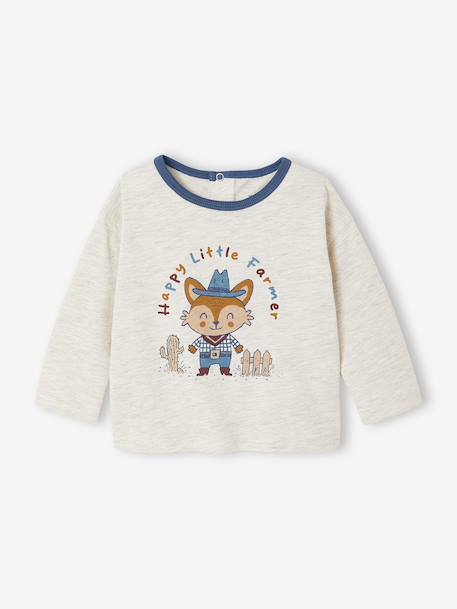 Long-sleeved baby t-shirt marl beige - vertbaudet enfant 