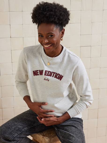 'New Edition Baby' nursing sweatshirt marl beige - vertbaudet enfant 