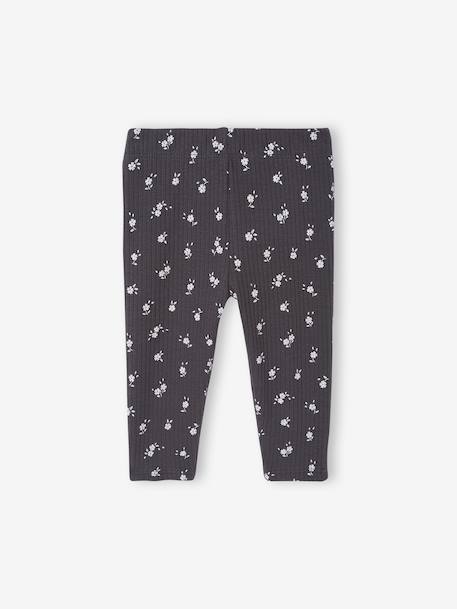 Printed Ribbed Knit Leggings for Babies anthracite+taupe - vertbaudet enfant 