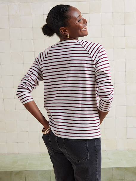 Striped nursing clothes t-shirt in organic cotton* bordeaux red - vertbaudet enfant 