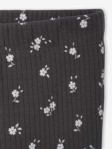 Printed Ribbed Knit Leggings for Babies anthracite+taupe - vertbaudet enfant 