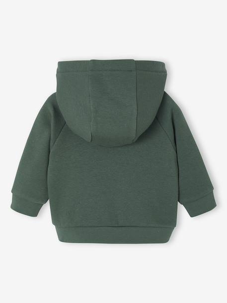 Zipped hooded fleece cardigan for babies fir green - vertbaudet enfant 