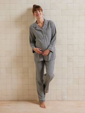 -Ensemble 2 pièces pyjama de grossesse coton vichy