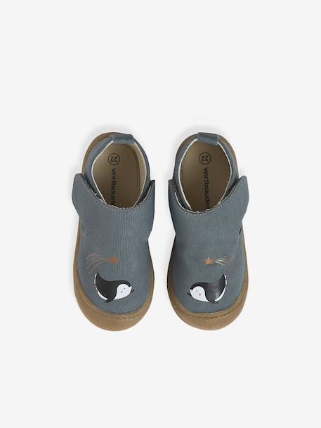Canvas touch-fastening slippers for babies printed blue - vertbaudet enfant 