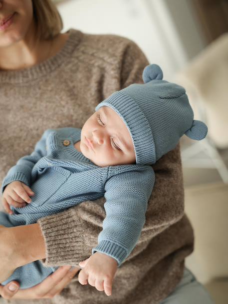 Ensemble naissance en tricot bleu glacier - vertbaudet enfant 