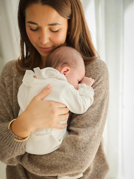 Pack of 2 Sleepsuits in Velour for Newborn Girls, ENVIE DE FRAISE ecru - vertbaudet enfant 