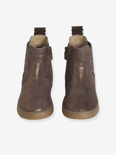 Boots fille cuir zippées bronze+camel+marine+vert - vertbaudet enfant 