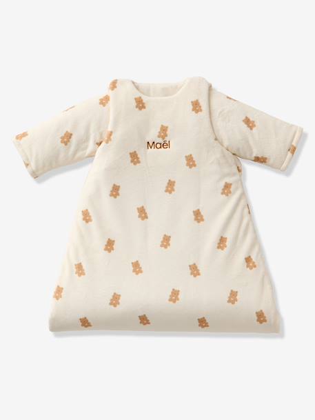 Baby Sleeping Bag with Detachable Long Sleeves, LITTLE BEAR printed white - vertbaudet enfant 
