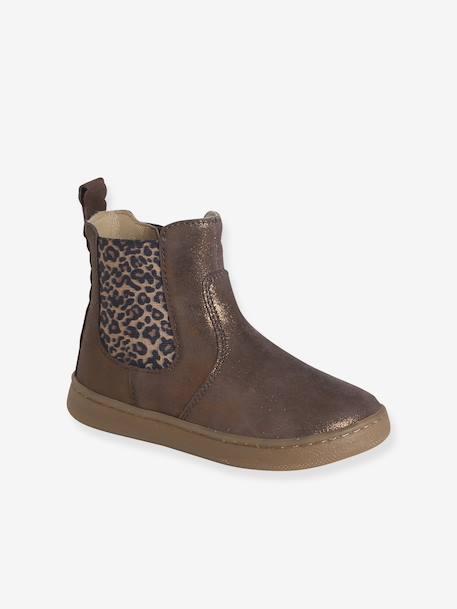 Boots fille cuir zippées bronze+camel+marine+vert - vertbaudet enfant 