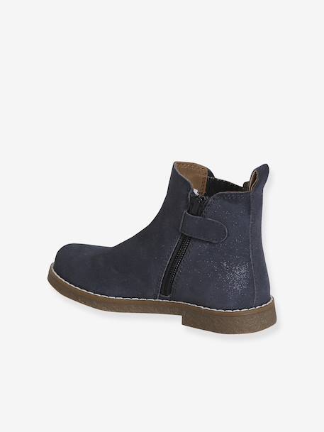 Boots enfant fille cuir détails festons lot beige+marine+marron+noir+taupe - vertbaudet enfant 