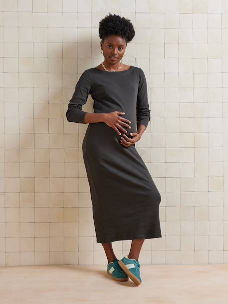Robe longue de grossesse maille côtelée anthracite - vertbaudet enfant 