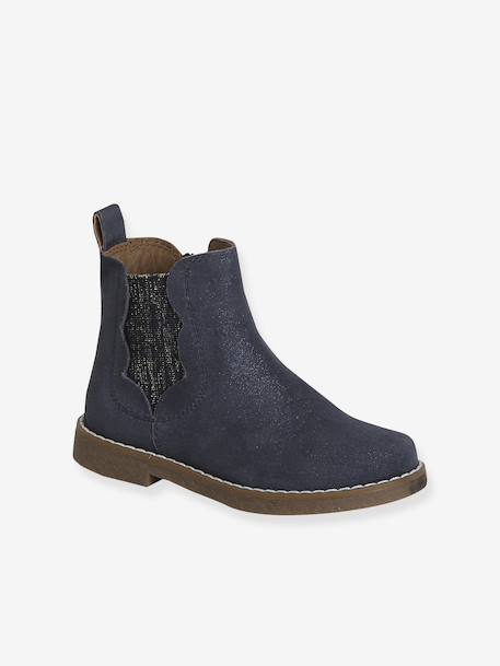 Boots enfant fille cuir détails festons lot beige+marine+marron+noir+taupe - vertbaudet enfant 