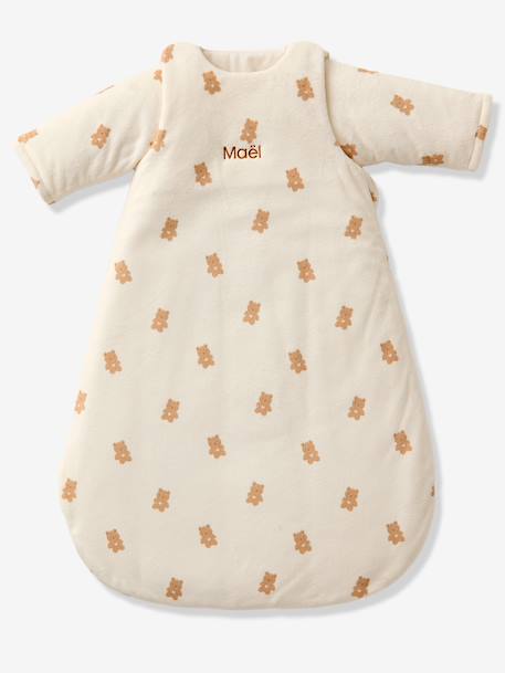 Baby Sleeping Bag with Detachable Long Sleeves, LITTLE BEAR printed white - vertbaudet enfant 