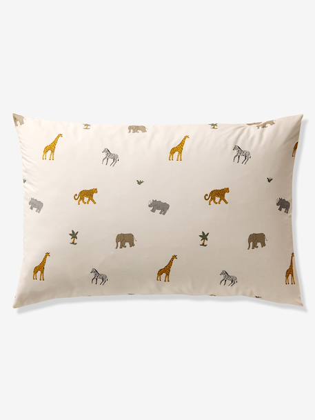 Essential WILD ANIMALS duvet cover set + pillowcase for children, with recycled cotton printed white - vertbaudet enfant 