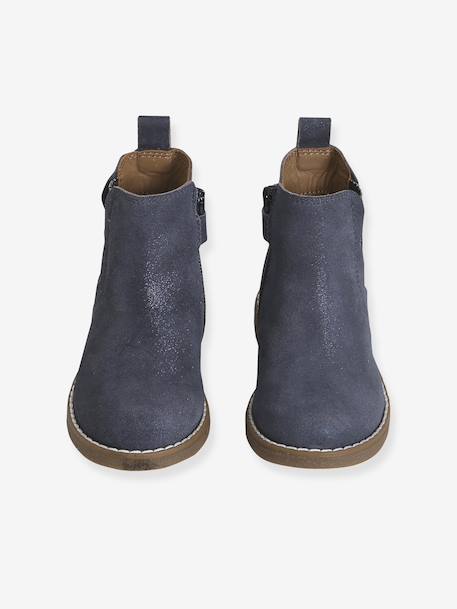 Boots enfant fille cuir détails festons lot beige+marine+marron+noir+taupe - vertbaudet enfant 