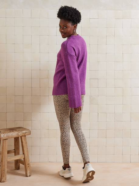 Round-Neck Jumper for Nursing, in Jersey Knit with Wool anthracite+fuchsia - vertbaudet enfant 