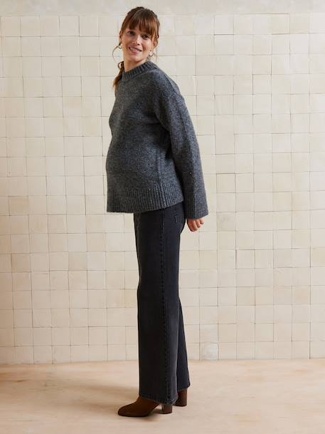 Round-Neck Jumper for Nursing, in Jersey Knit with Wool anthracite+fuchsia - vertbaudet enfant 
