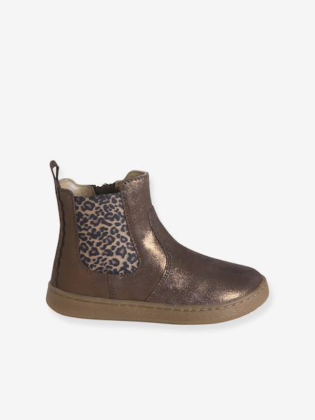 Leather Boots for Girls bronze+camel+green+navy blue - vertbaudet enfant 