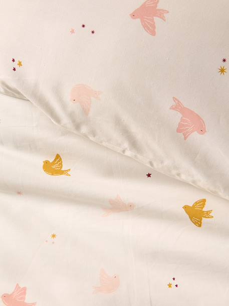 Duvet cover set + essential children's HIRONDELLES pillowcase, with recycled cotton printed white - vertbaudet enfant 