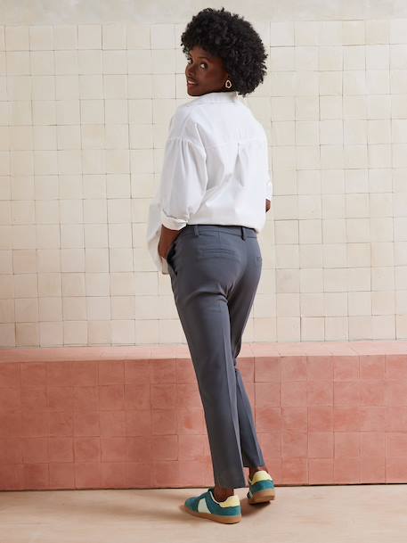 Pantalon de grossesse cigarette bandeau sans couture gris+noir - vertbaudet enfant 