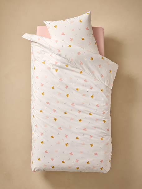 Duvet cover set + essential children's HIRONDELLES pillowcase, with recycled cotton printed white - vertbaudet enfant 