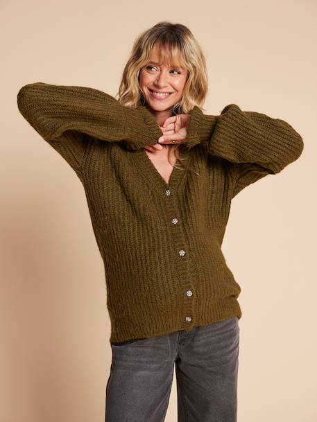 Nursing Special Top/Cardigan in Rib Knit, by ENVIE DE FRAISE dusky pink+green - vertbaudet enfant 
